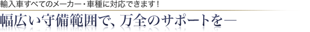 輸入車すべてのメーカー・車種に対応できます！幅広い守備範囲で、万全のサポートを――